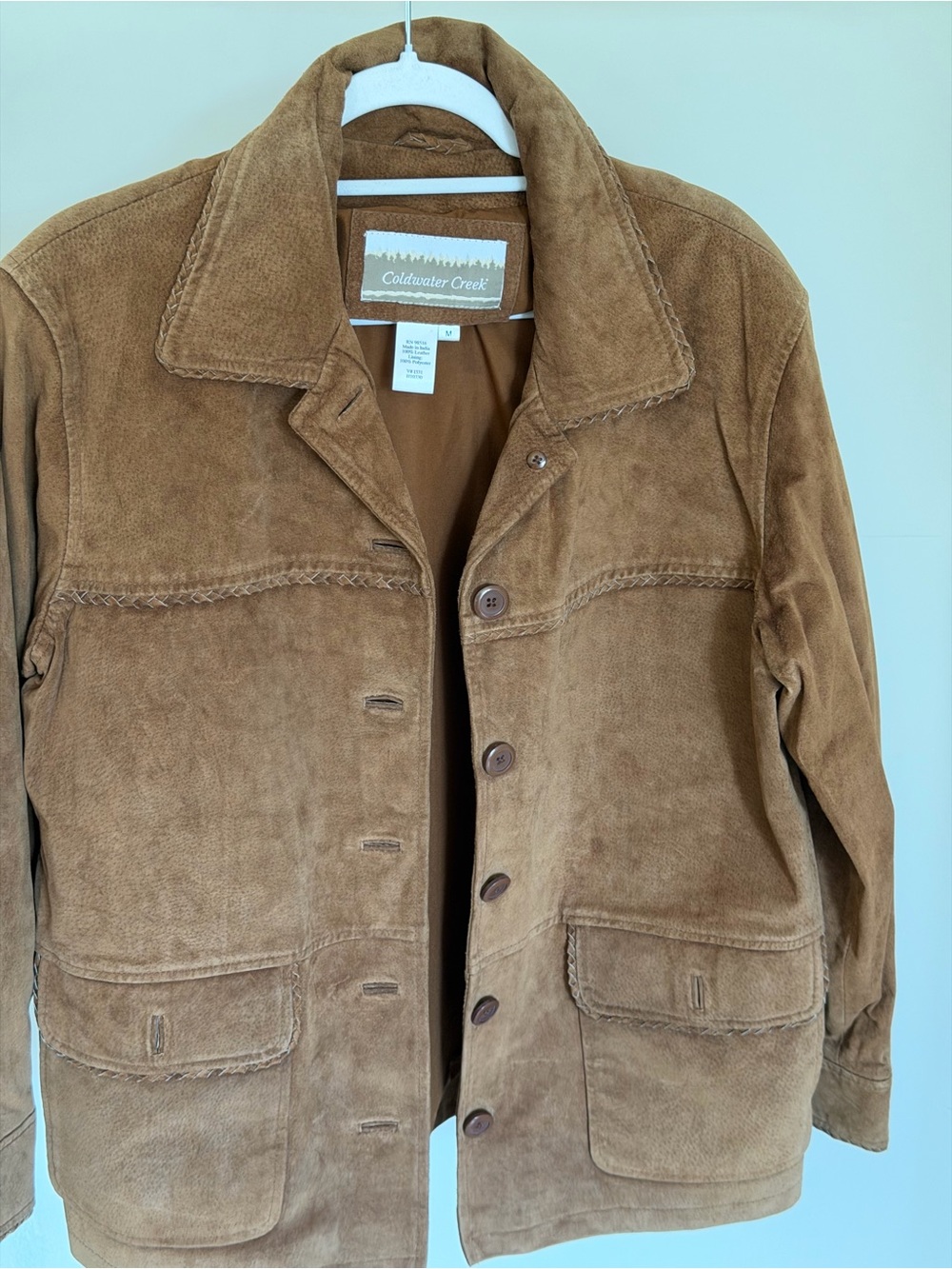 Coldwater Creek Brown Suede Button-Front Jacket